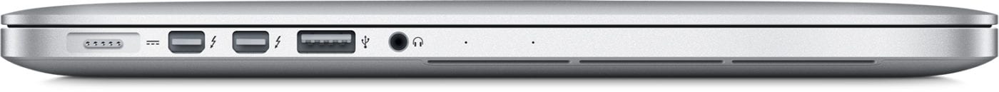 2012 MacBook Pro Showing Thunderbolt 2 ports on the side