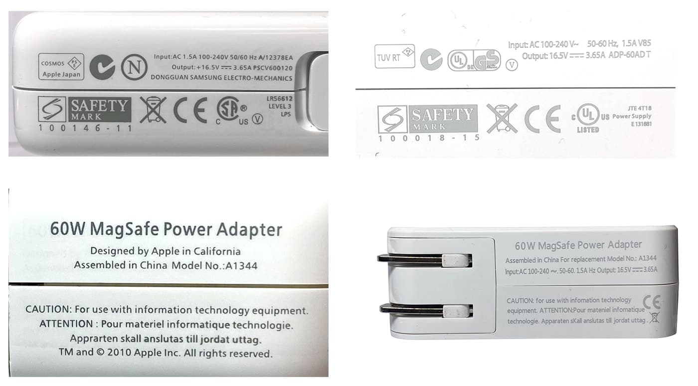 Several counterfeit MagSafe adapters