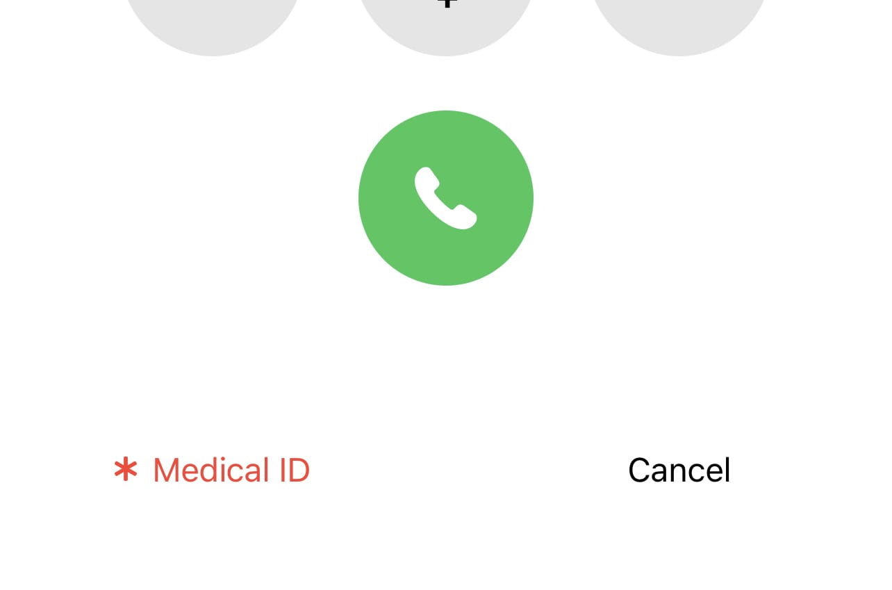 Tap the Medical ID button to view the Medical ID