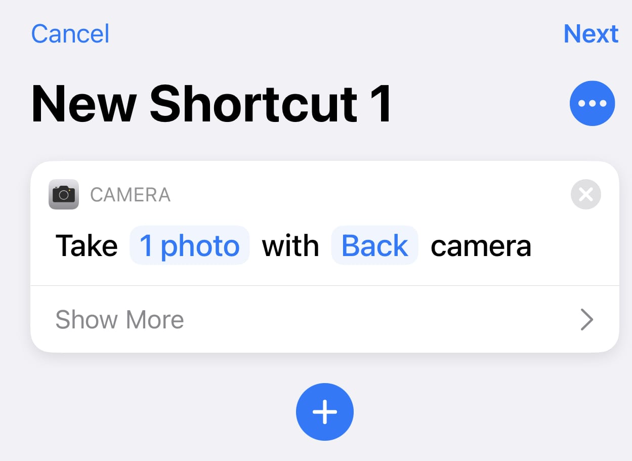 By default, the Take Photo action takes one photo with the back camera