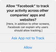 Allow Facebook to track activity across websites