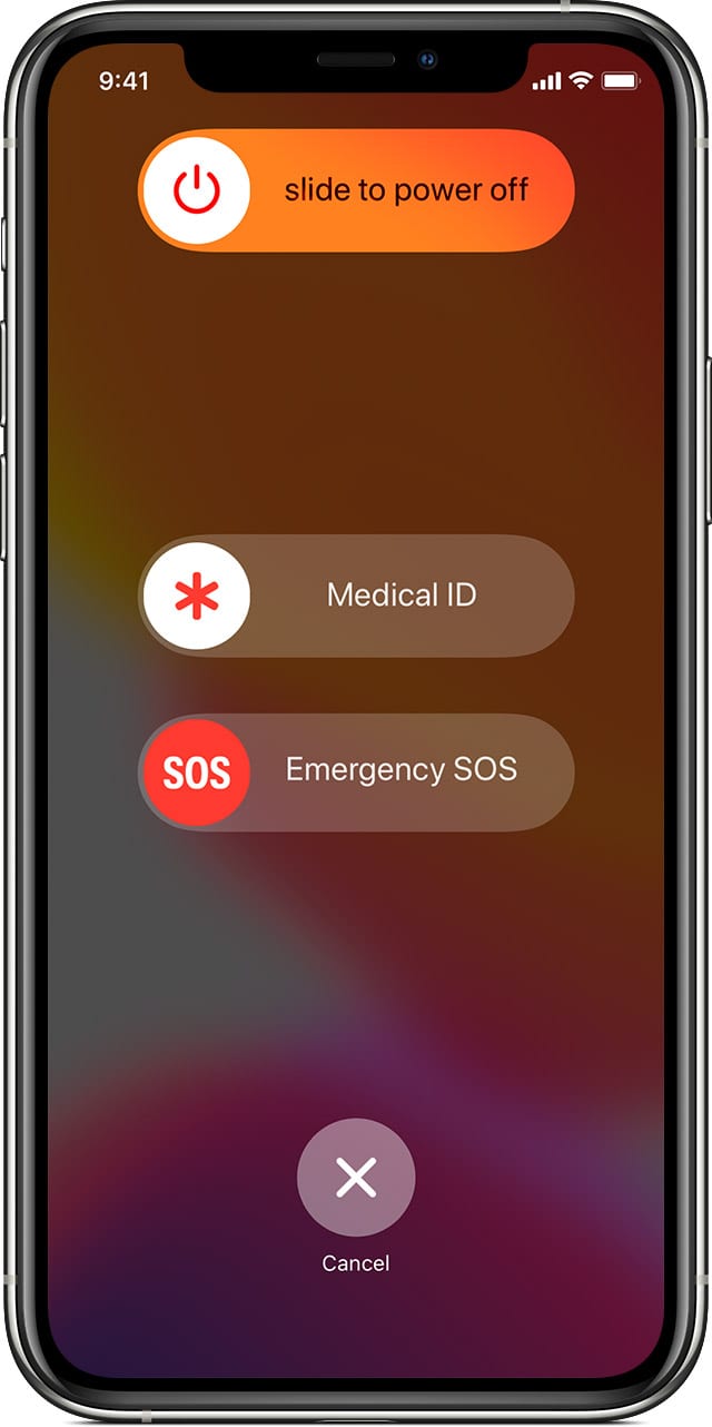 The Medical ID and Emergency SOS sliders on an iPhone