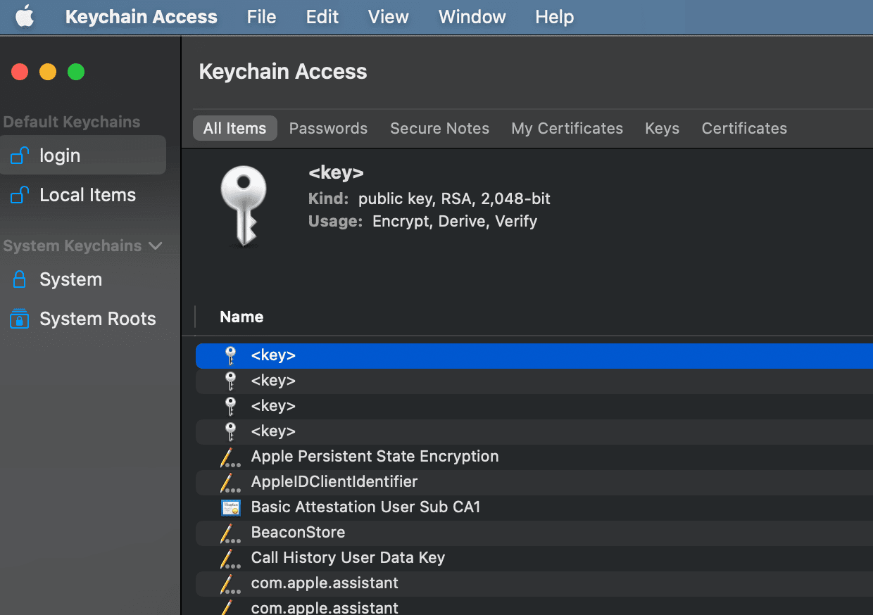 Keychain Access Info