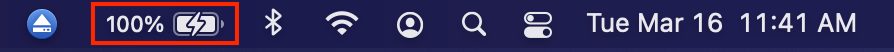 The battery level and percentage indicator in the menu bar