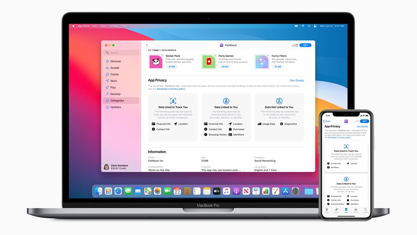 MacBook Pro and iPhone showing privacy app policy changes
