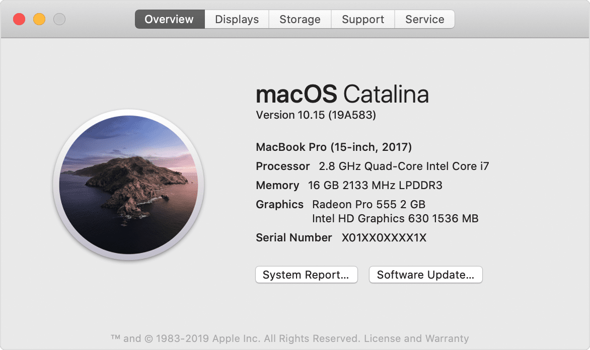 A Mac serial number found in  >  About This Mac