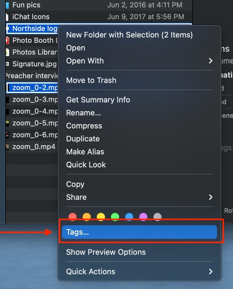 Finder tags in macOS