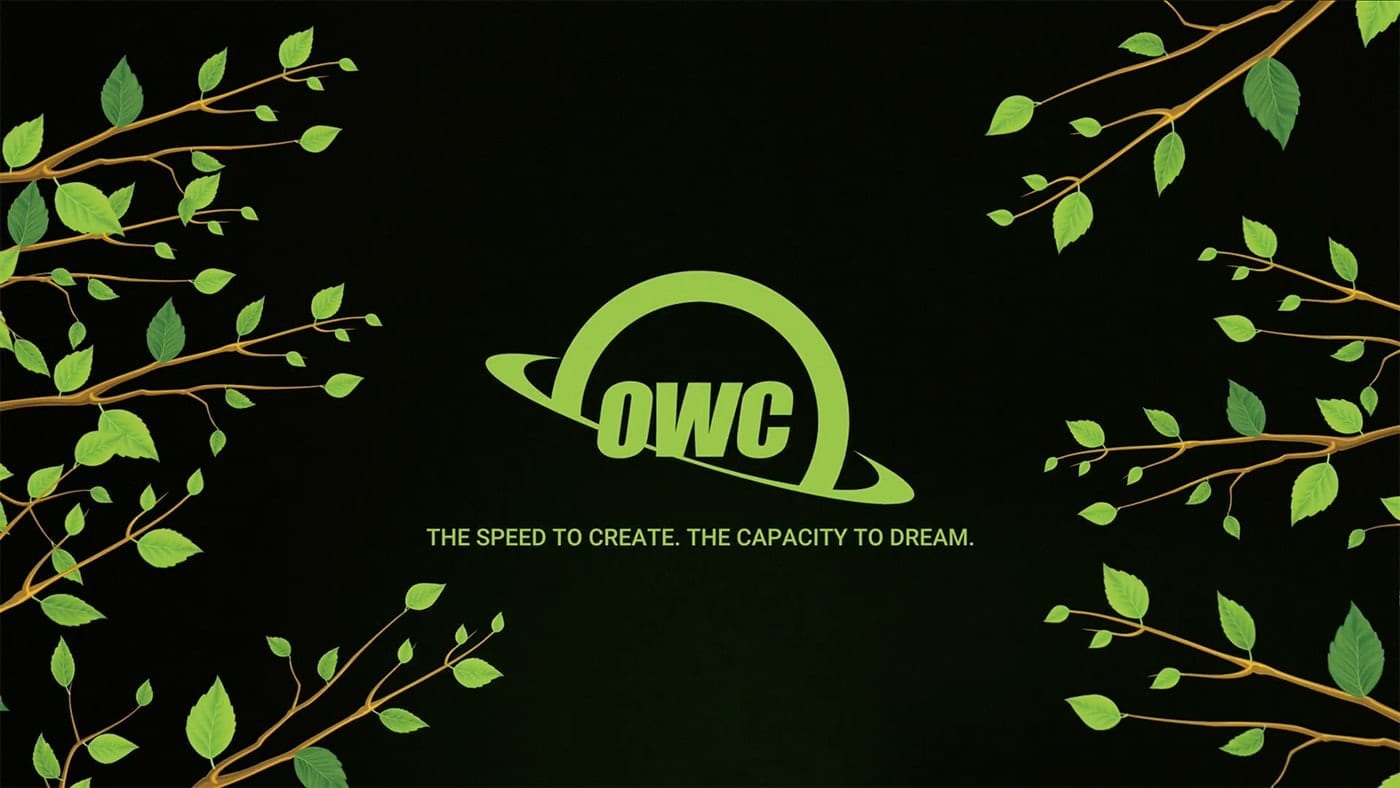 OWC the speed to create the capacity to dream - logo in green with vines