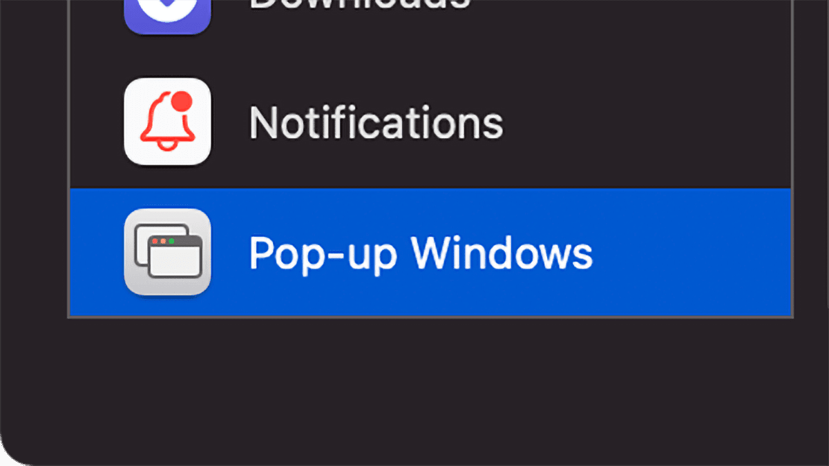 Safari Pop-up window blocker preference