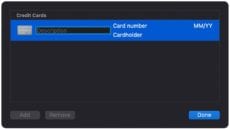 Safari Preference to add credit card