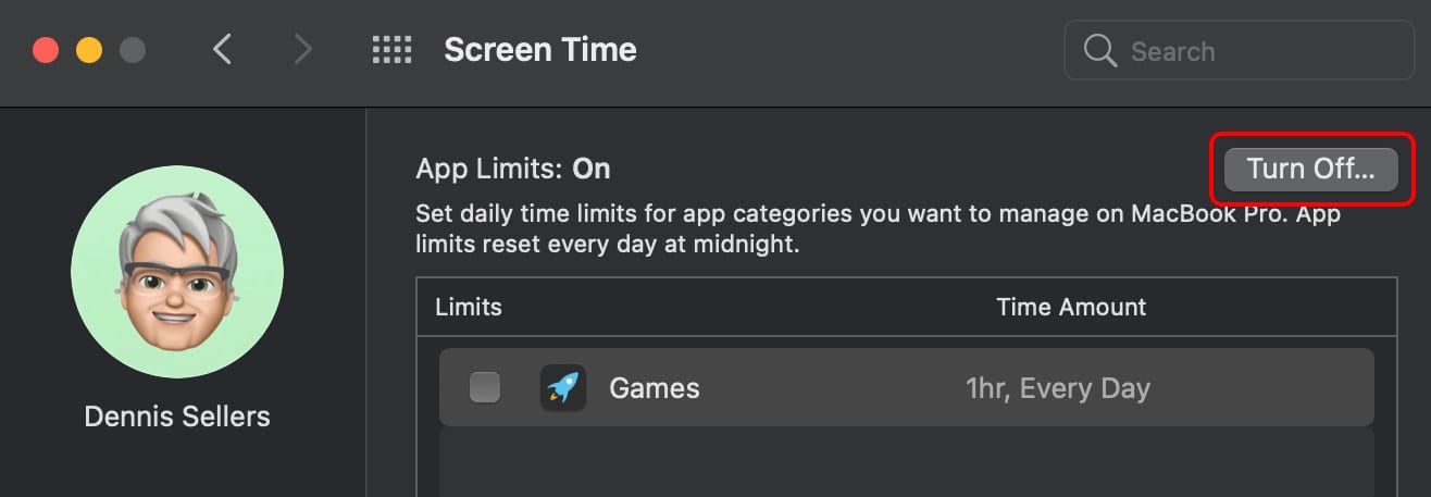 Turn off macOS Big Sur App Limits