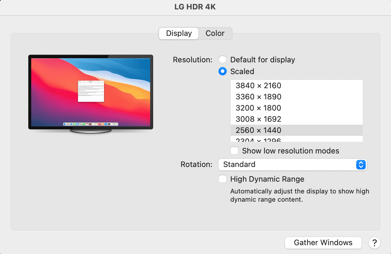 Option-click on "Scaled" to toggle between a slider and a list of screen resolutions