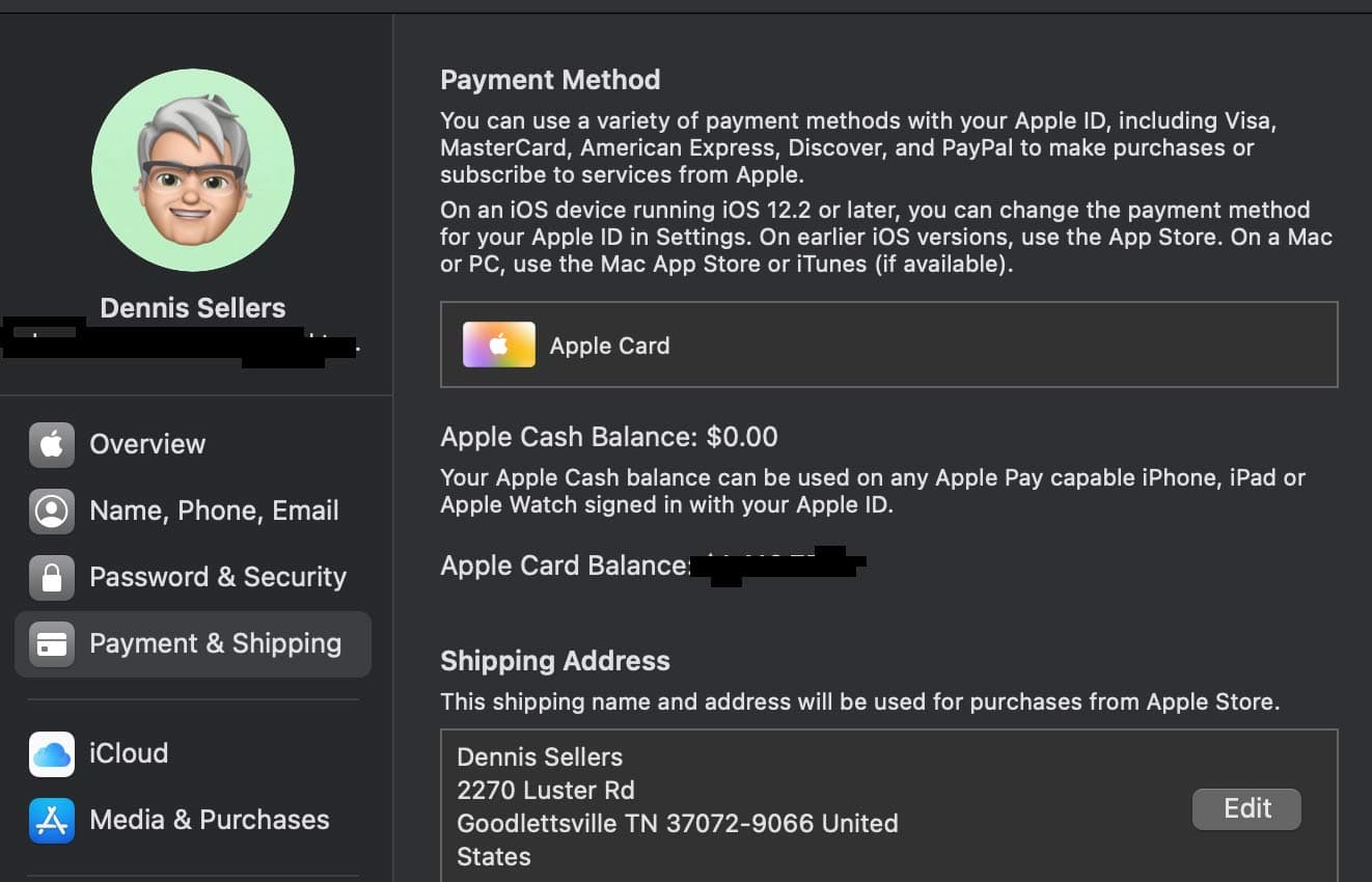 Payment and Shipping options is macos system preferences