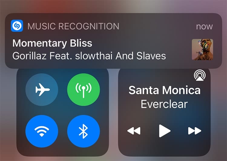 iphone showing momentary bliss by gorillaz playing