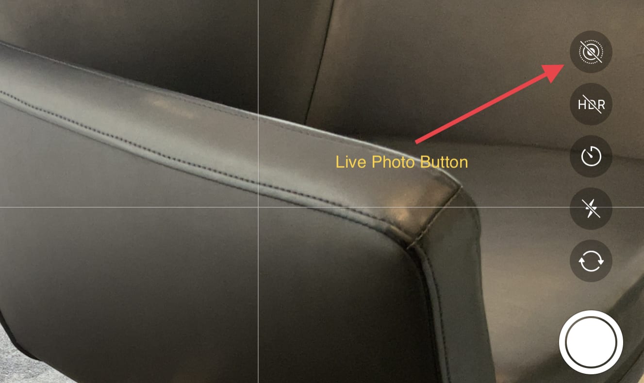 Live Photo button location on a iPhone 12