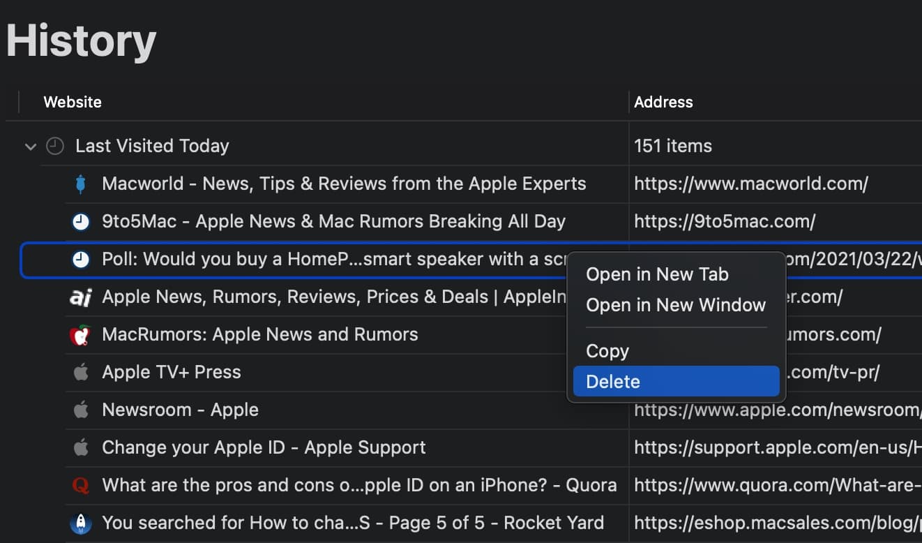 QUICK TIP: How to Delete Specific Pages From Safari History on a Mac
