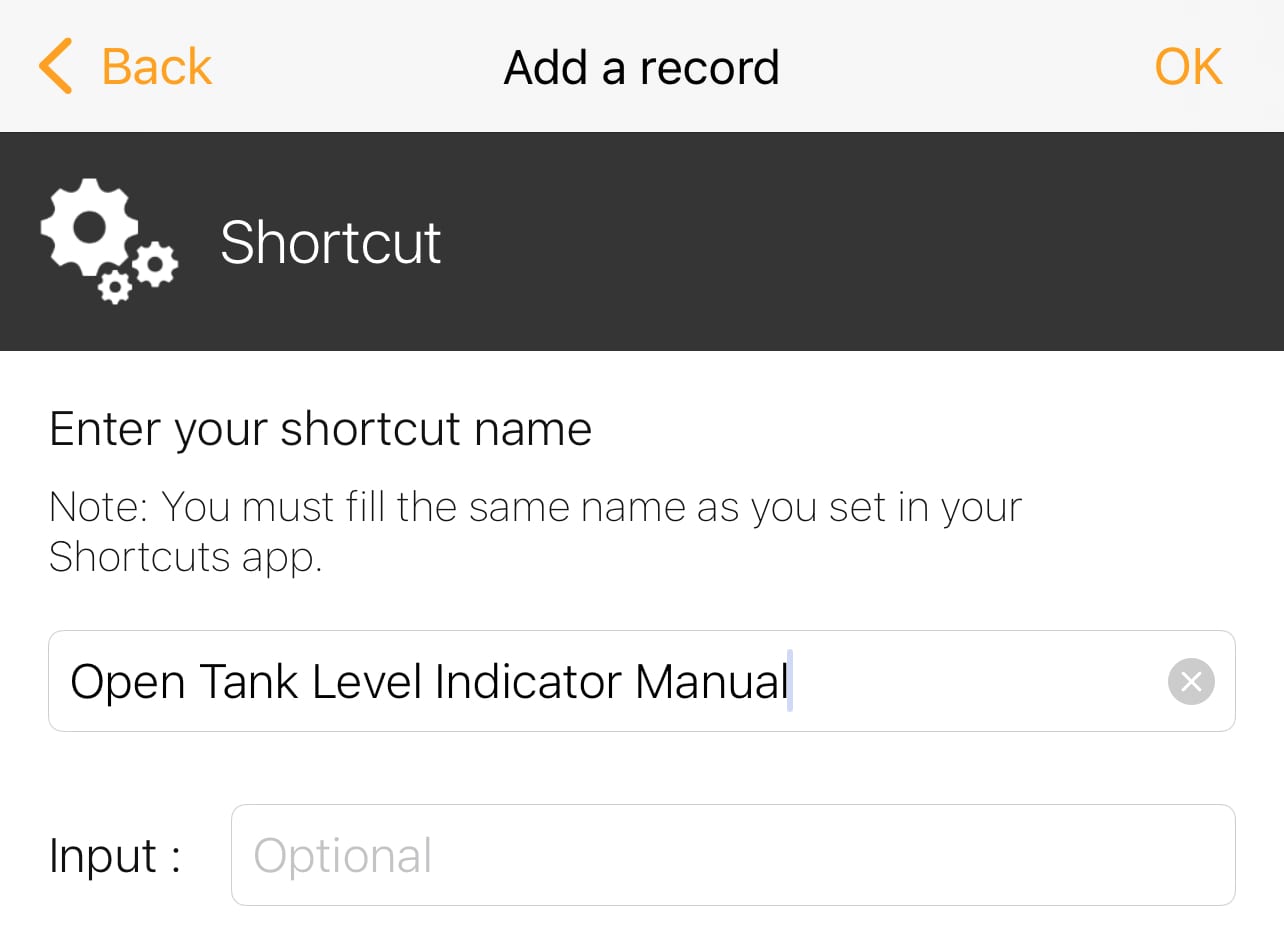 Type the exact name of the shortcut created earlier