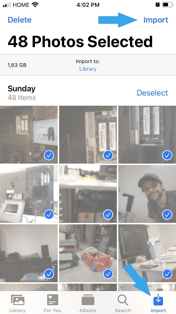 48 Photos selected to import into iOS Photos library
