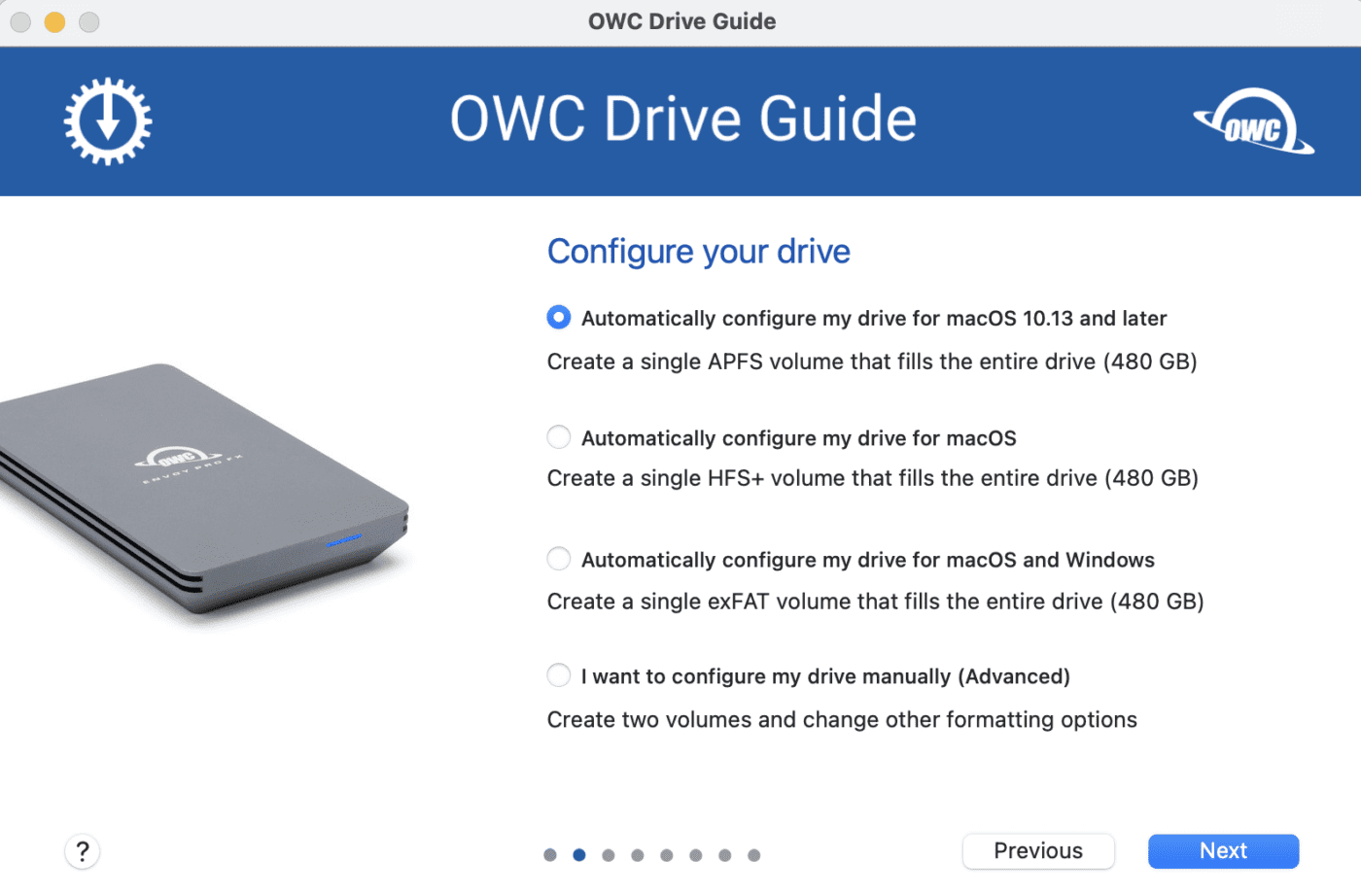 OWC Drive Guide walks users through drive setup