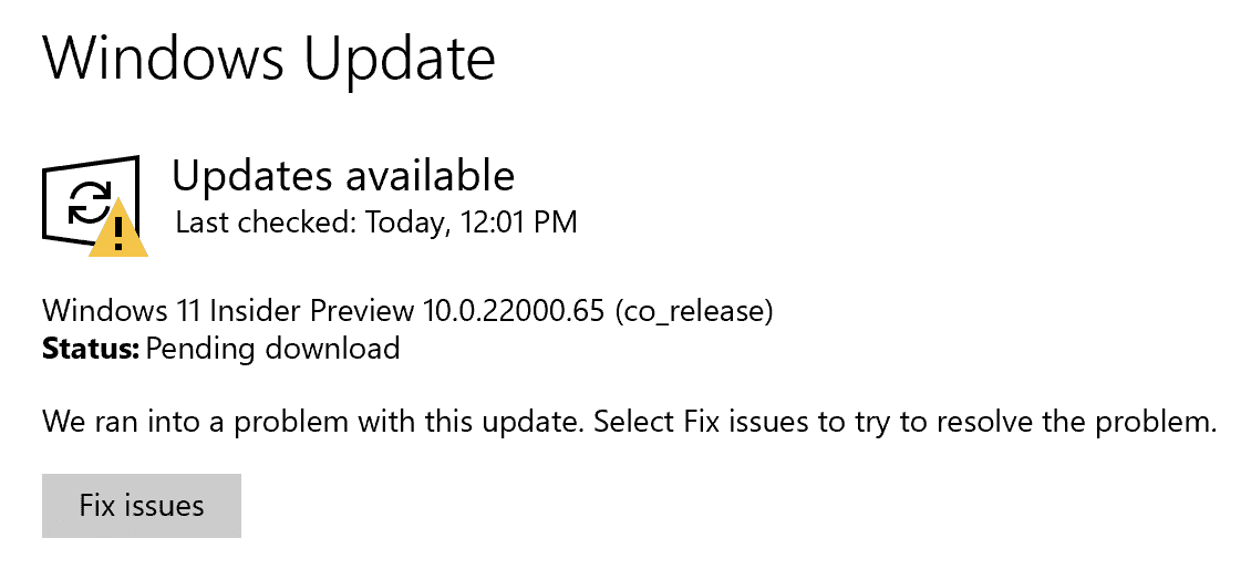 Windows 11 Insider Preview availability in Windows Update