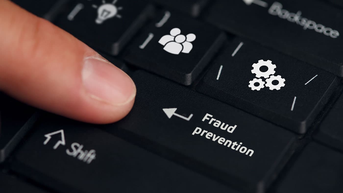 black keyboard with fraud prevention key