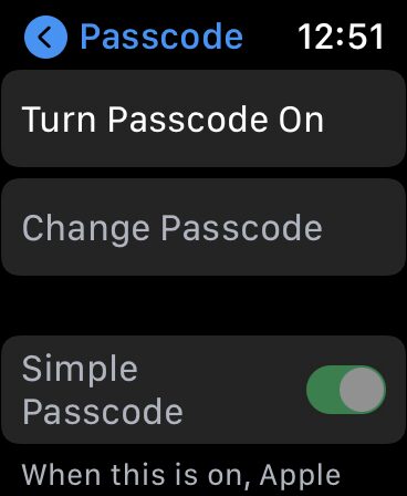 Apple watch enable passcode