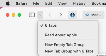 This new button next to the Bookmarks button is used to access or create tab groups
