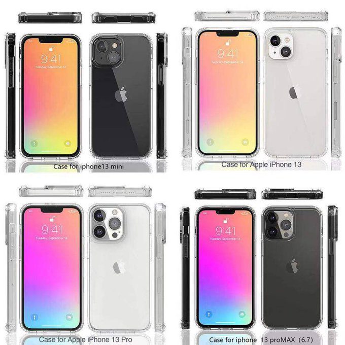 Renders of iPhone 13 models and cases for them, via Sonny Dickson. Expect to see iPhone 13 announced at California Streaming