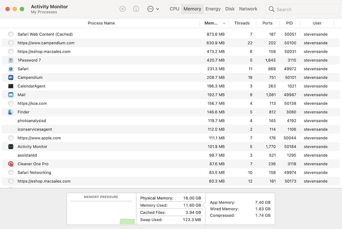 Activity Monitor is a useful utility for seeing how your memory is being utilized