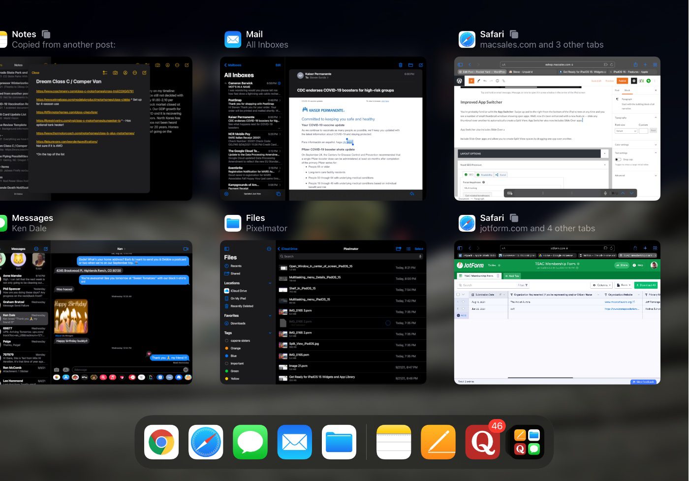 Improved App Switcher in iPadOS 15