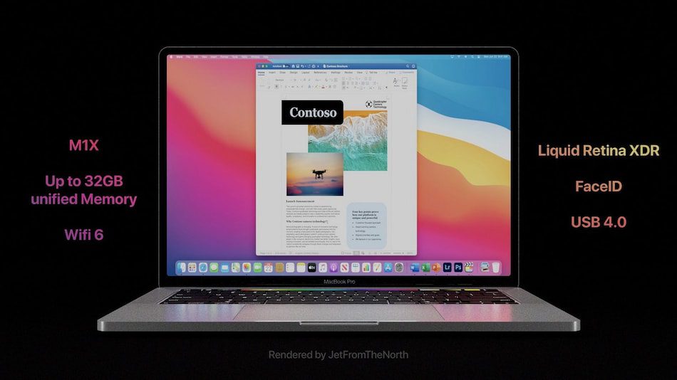 Render of a new M1X MacBook Pro via JetFromTheNorth