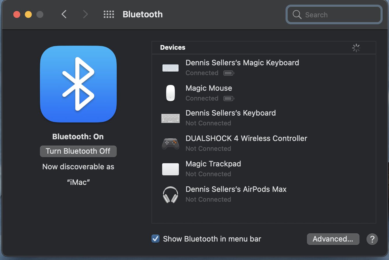 Bluetooth settings