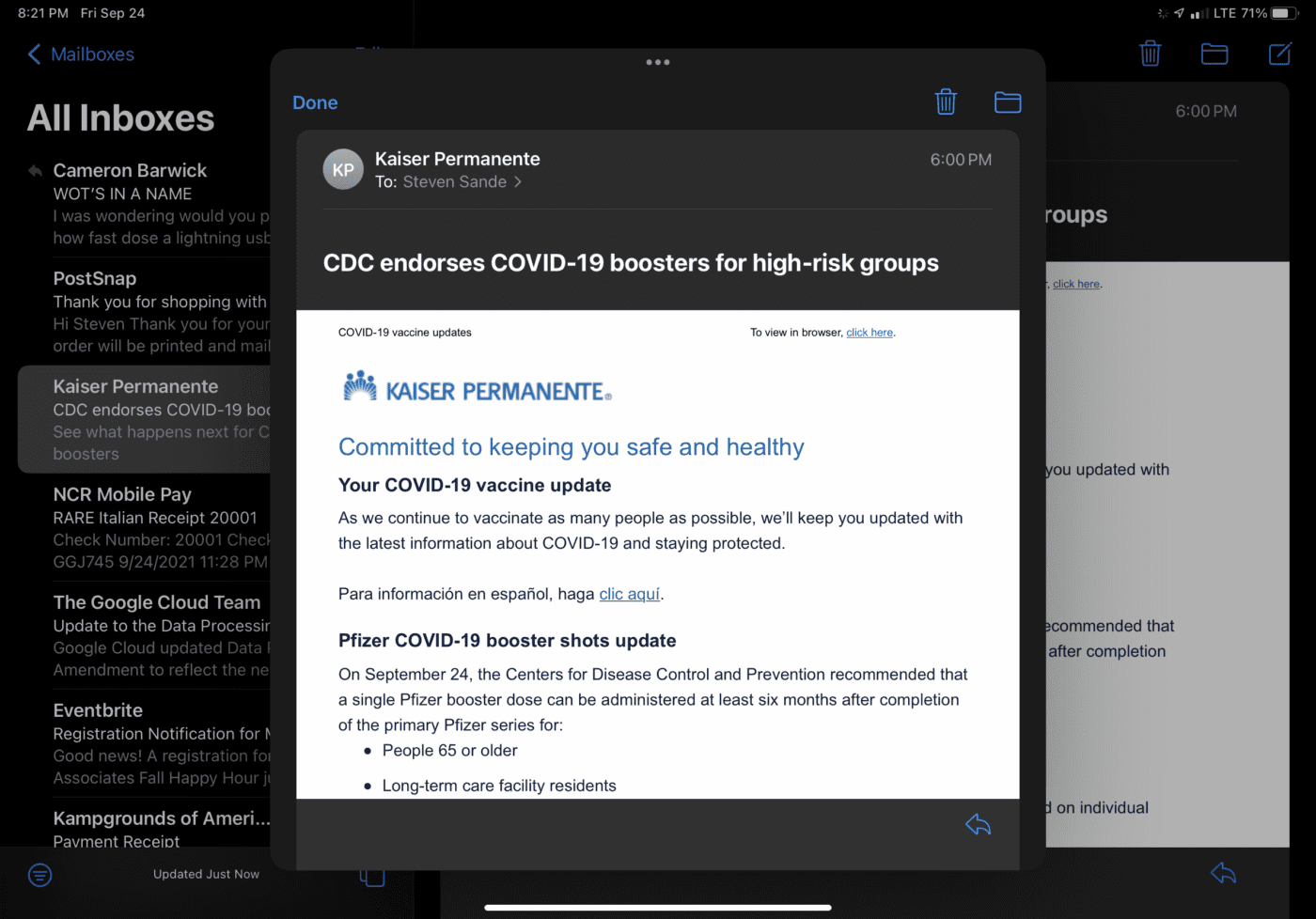 Open a window in center of screen iPadOS 15
