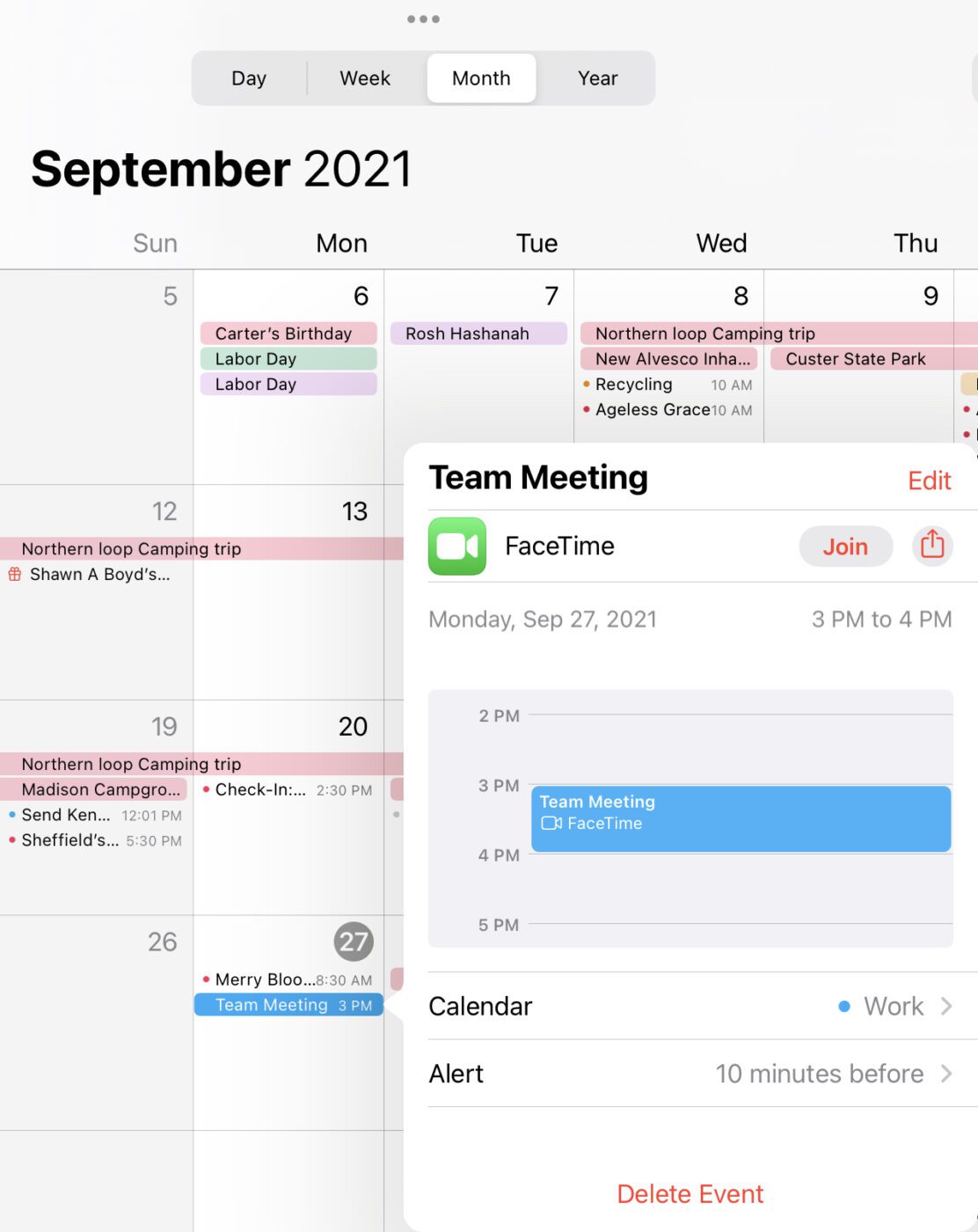 iPadOS 15 scheduled FaceTime meeting