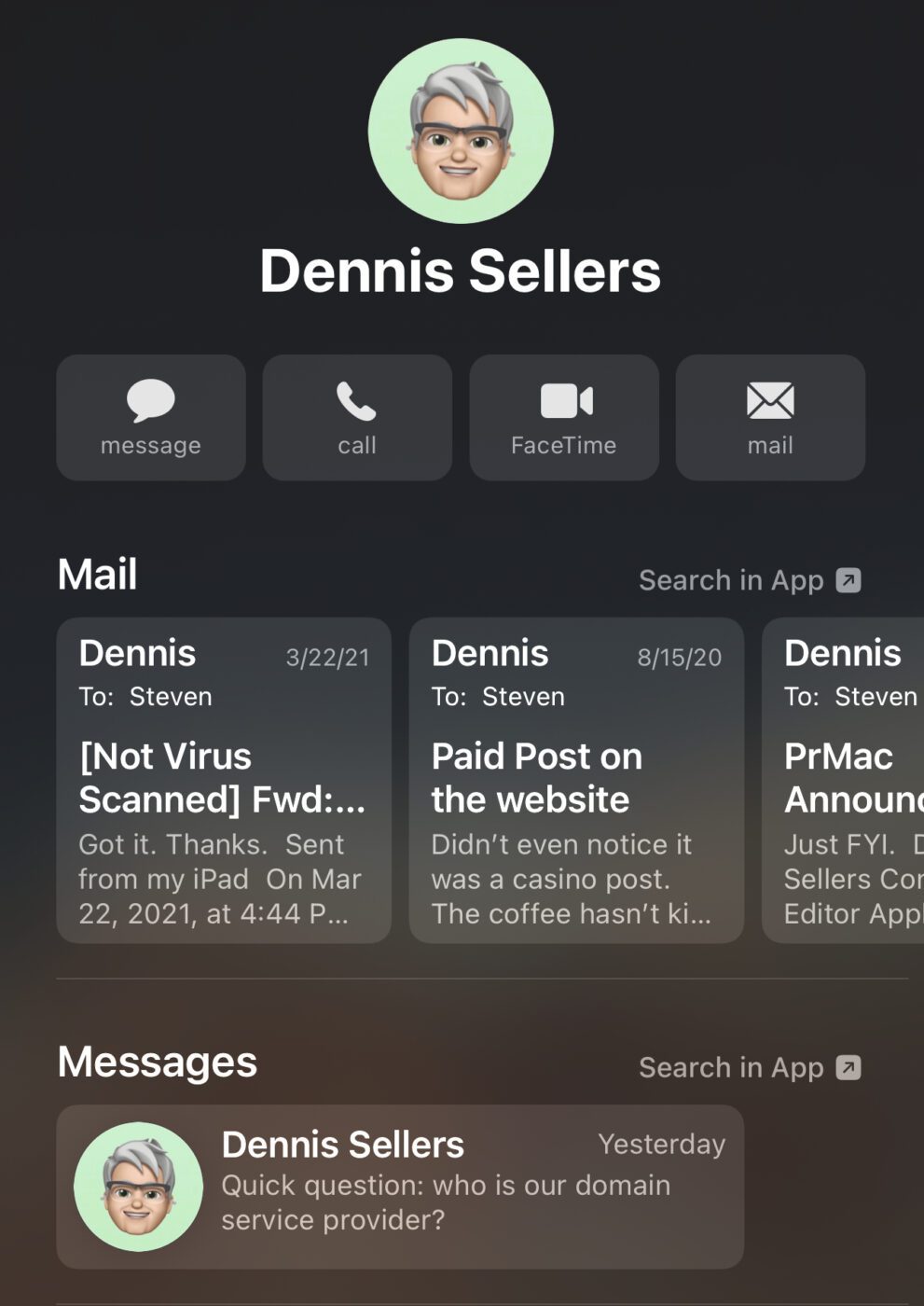 iOS 15 Contacts widget