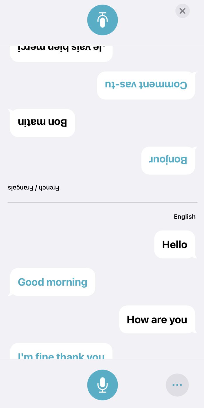 iOS 15 Translate Face to face view