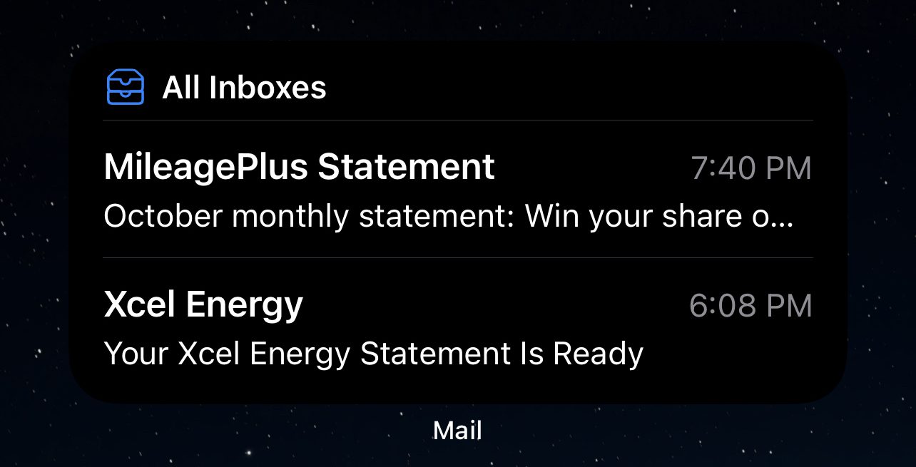 iOS 15 Mail widget