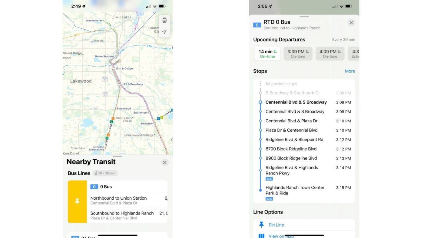 iOS 15 Maps Transit 