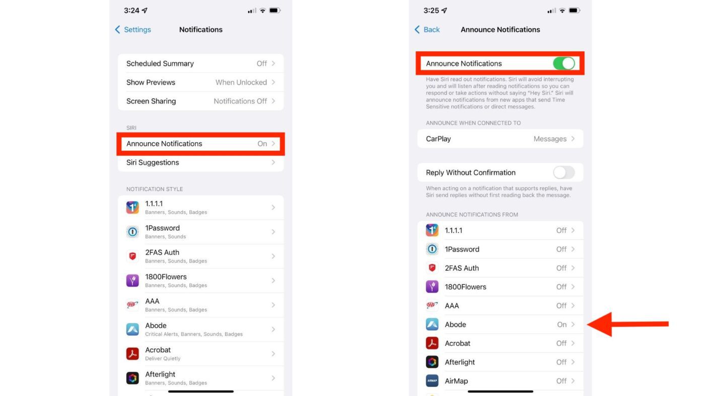 iOS 15 Siri Announce Notifications