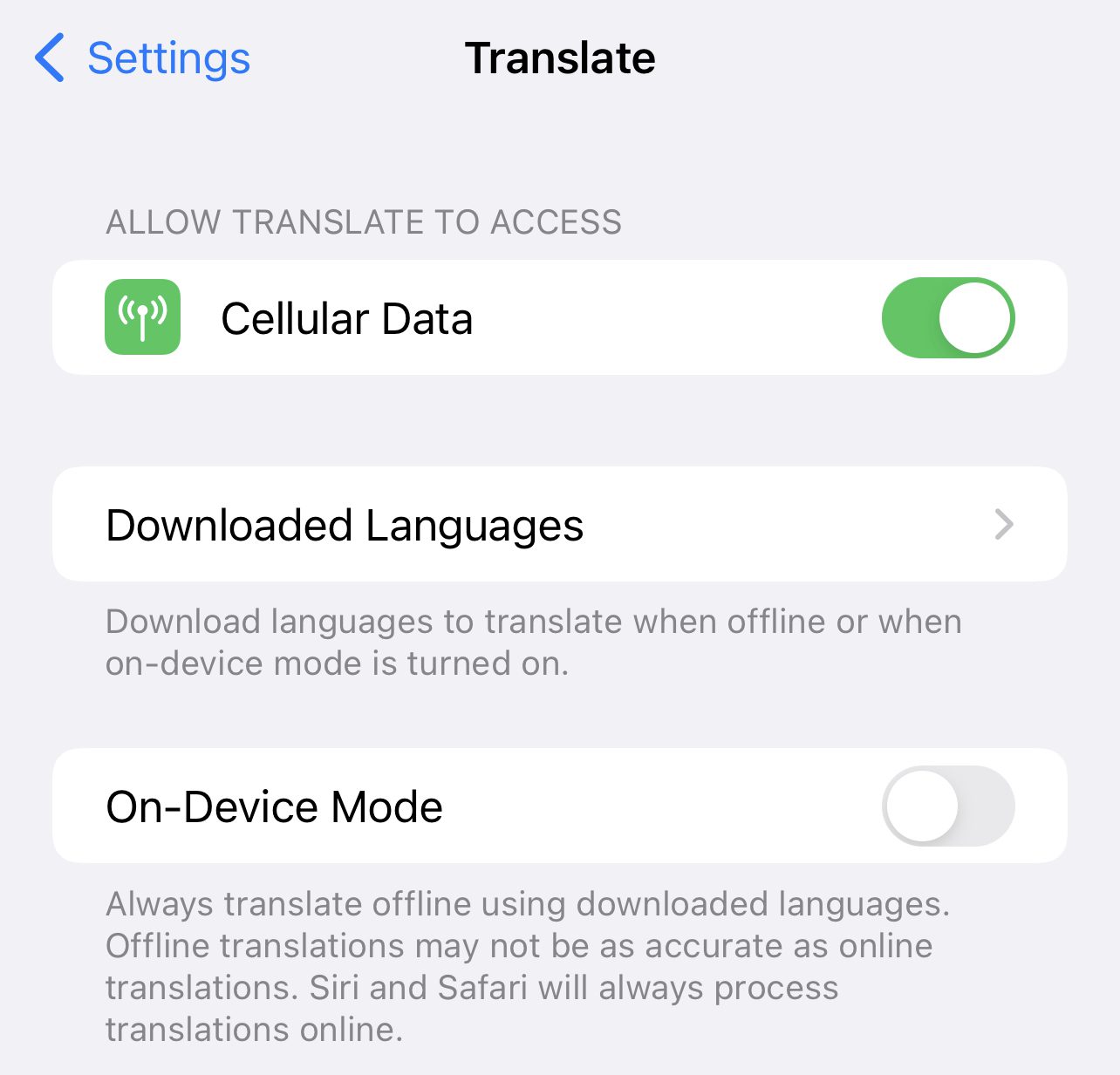 iOS 15 Translate On Device