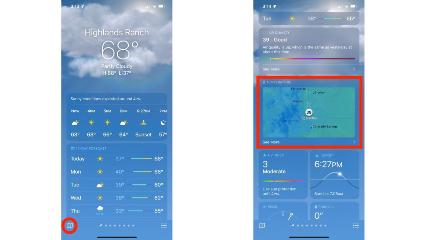 iOS 15 Temperature Map