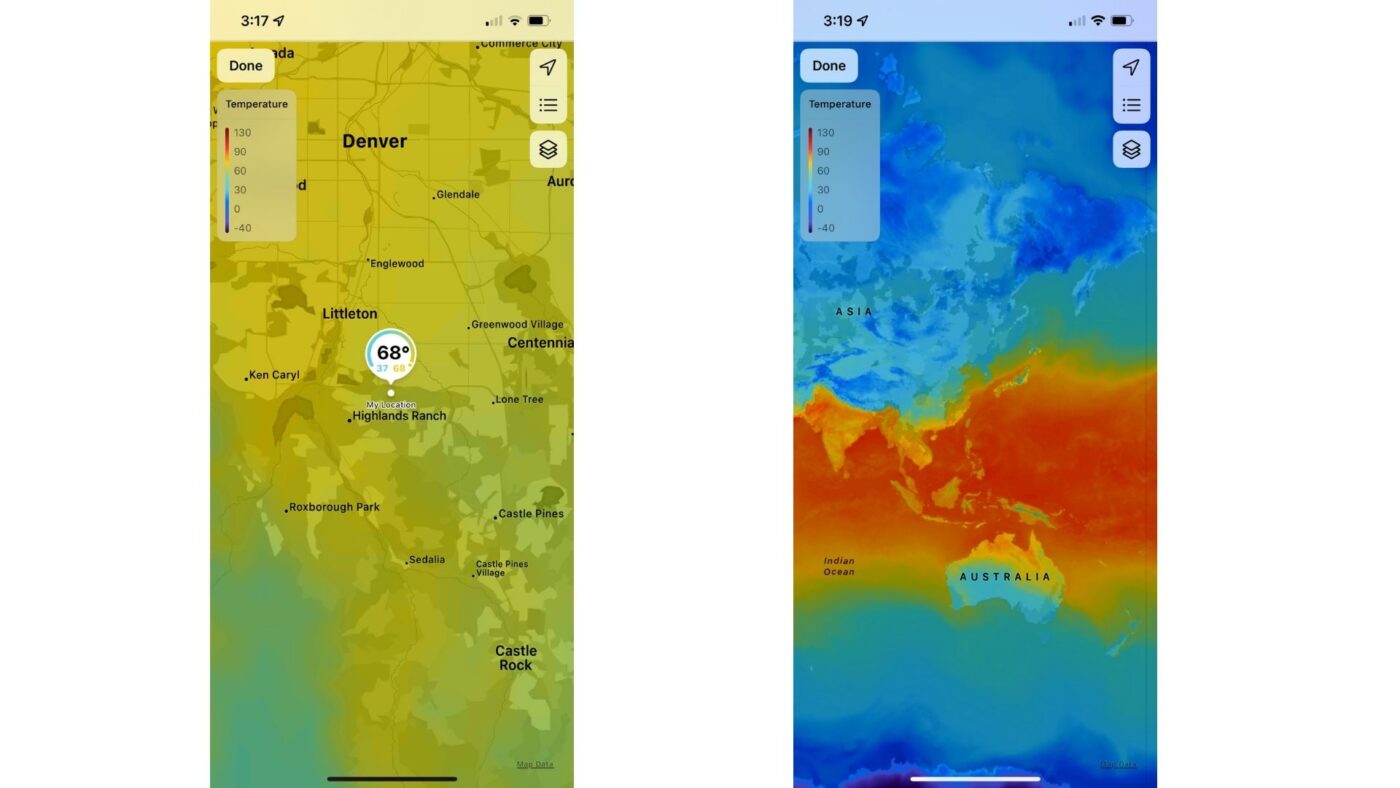 iOS 15 Weather Maps zooming