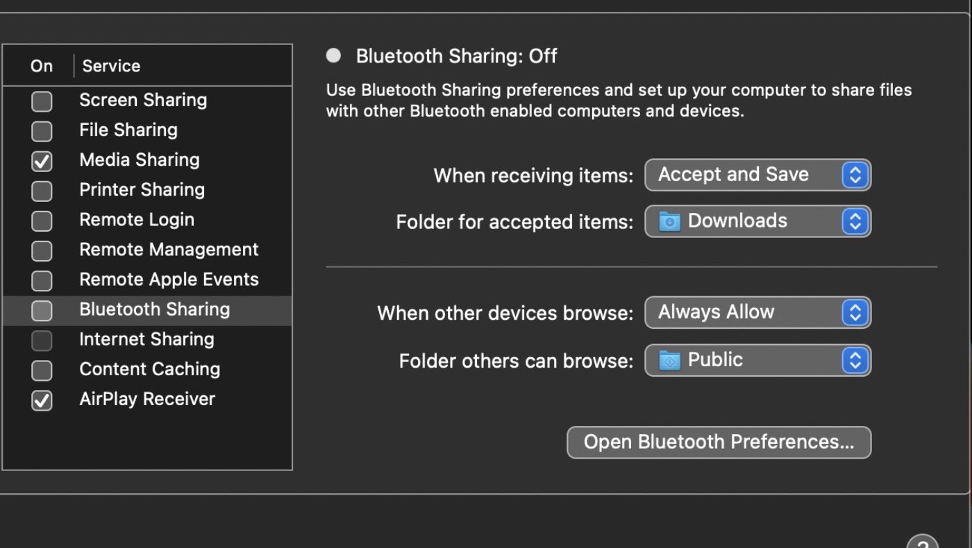 Bluetooth preferences