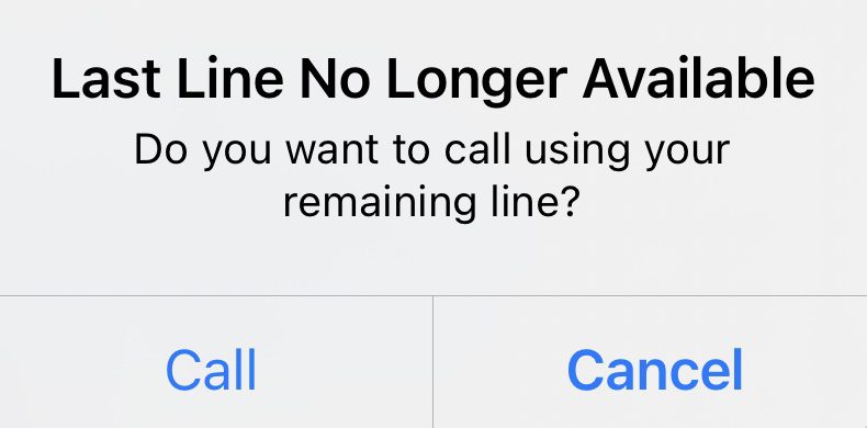 Last Line No Longer Available message