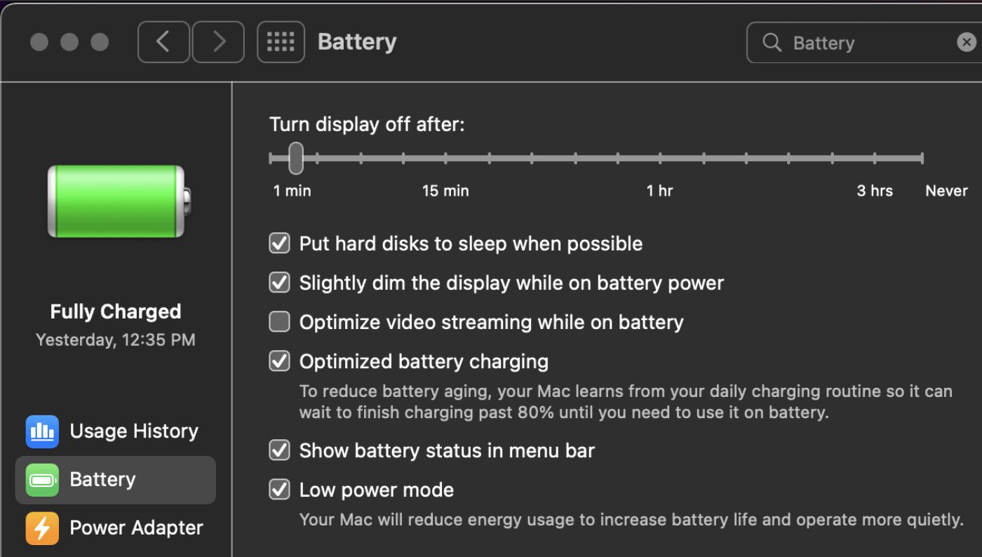 Batter preferences windows