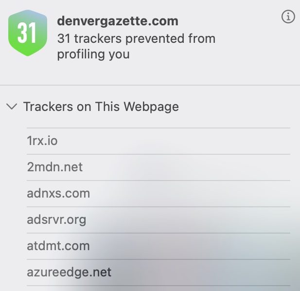 Specific trackers prevented from profiling