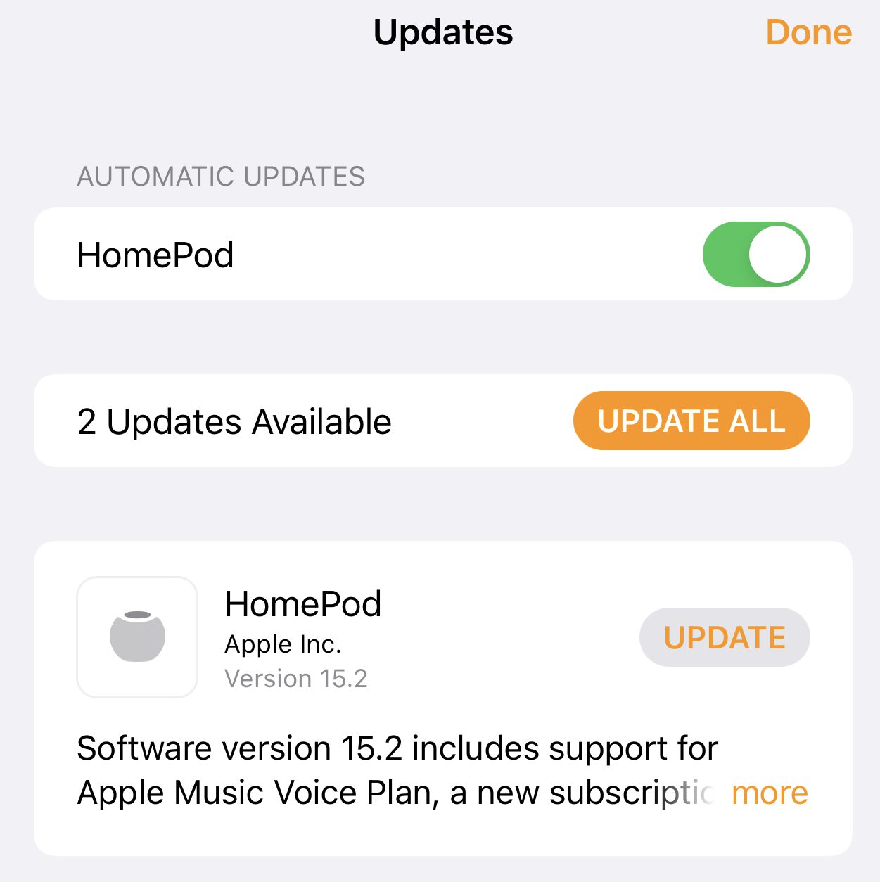 HomePod December 2021 OS Update