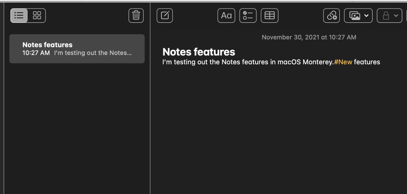 Tagging feature in Notes.