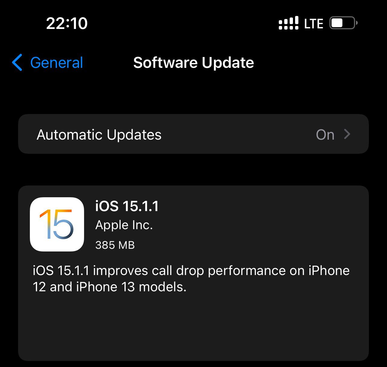 IOS 15.1 software update