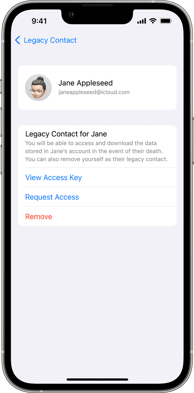 Request Legacy Access iPhone